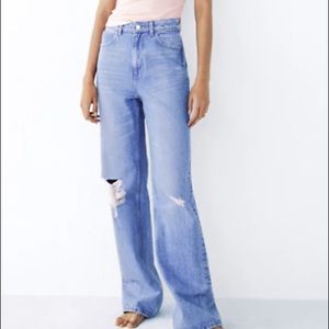 Zara Straight Leg Full Length High Rise Jeans size 10
